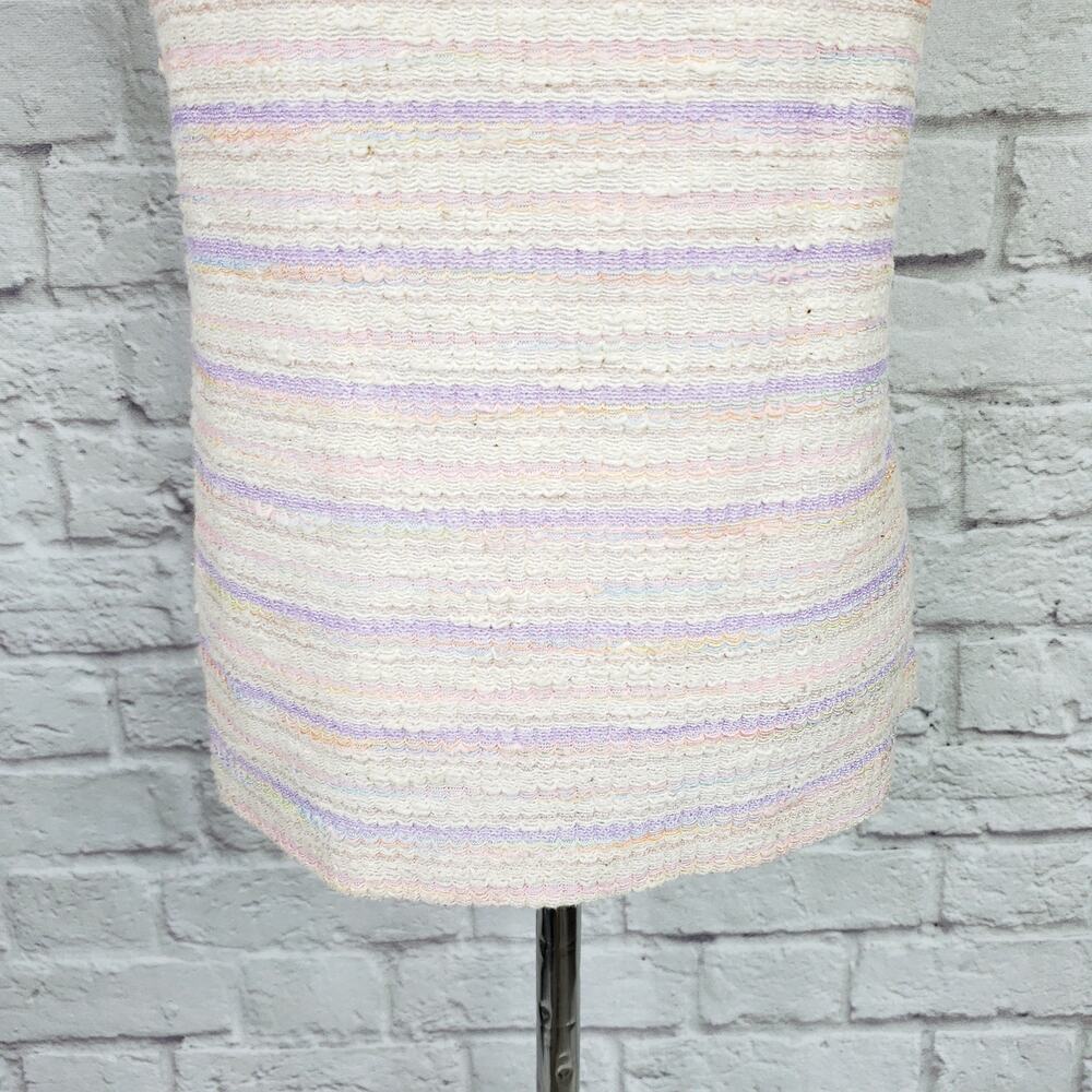 Vintage 70s Pastel Stripe Textured Sleeveless Scoop Neck Blouse Top Size L 1970s - Picture 13 of 13